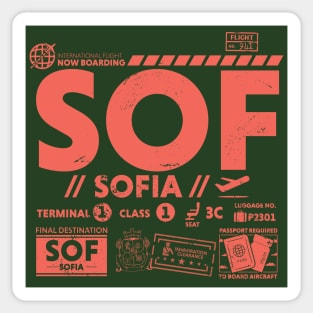 Vintage Sofia SOF Airport Code Travel Day Retro Travel Tag Bulgaria Sticker